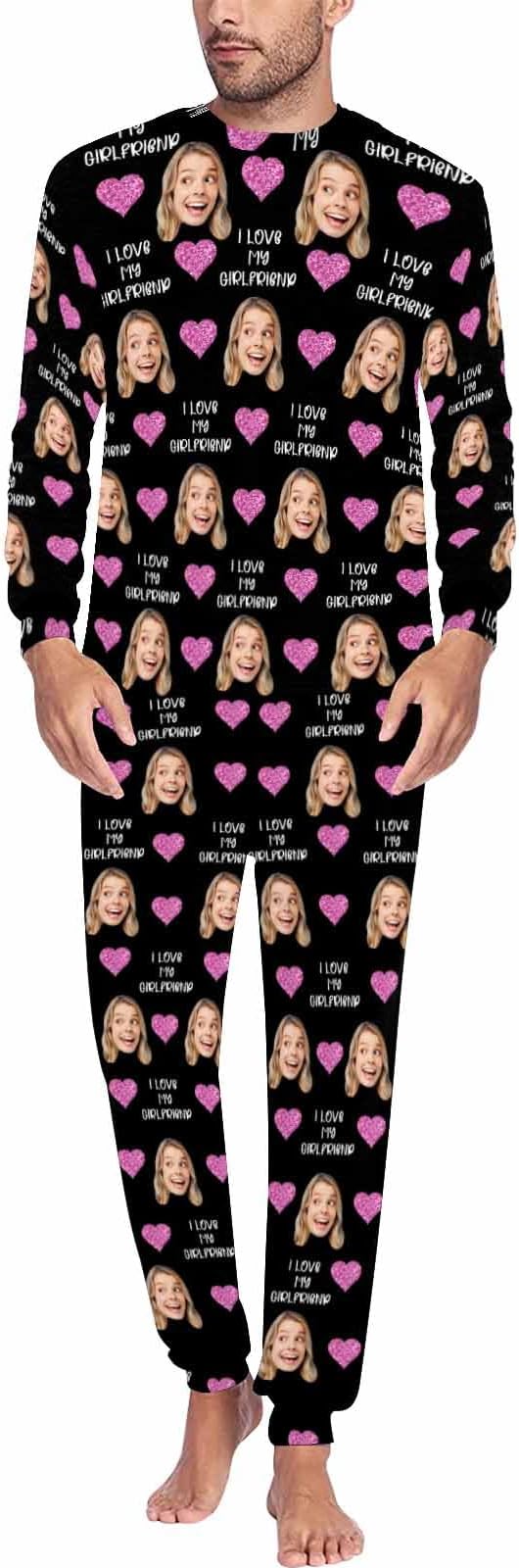 Artsadd Personalized Pajamas with Faces for Women Men Custom Christmas Pajamas Gifts for Family Couple, Funny Photo Pjs