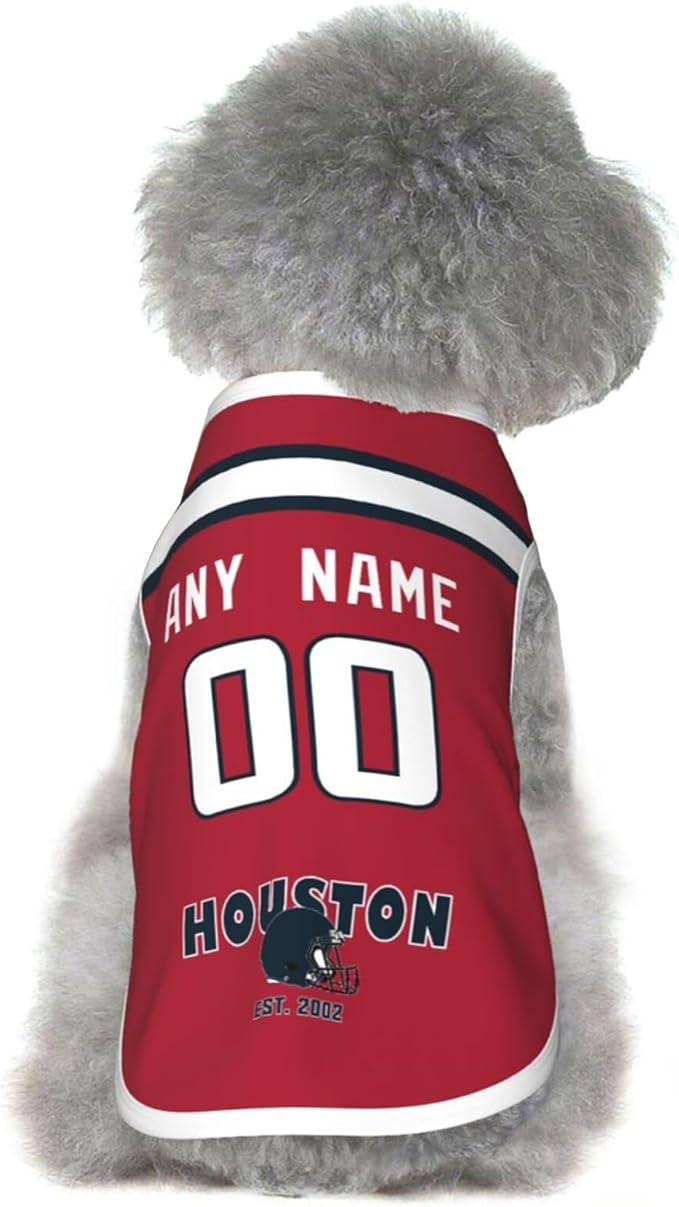 Houston Dog Clothes Jersey Pet Jersey Customized Any Name & Number S-5XL for Small Middle and Big Dogs