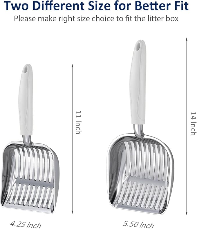 WePet Cat Litter Scoop, Aluminum Alloy Sifter, Kitty Metal Scooper, Deep Shovel, Long Handle, Poop Sifting, Kitten Pooper Lifter, Durable, Heavy Duty, for Litter Box