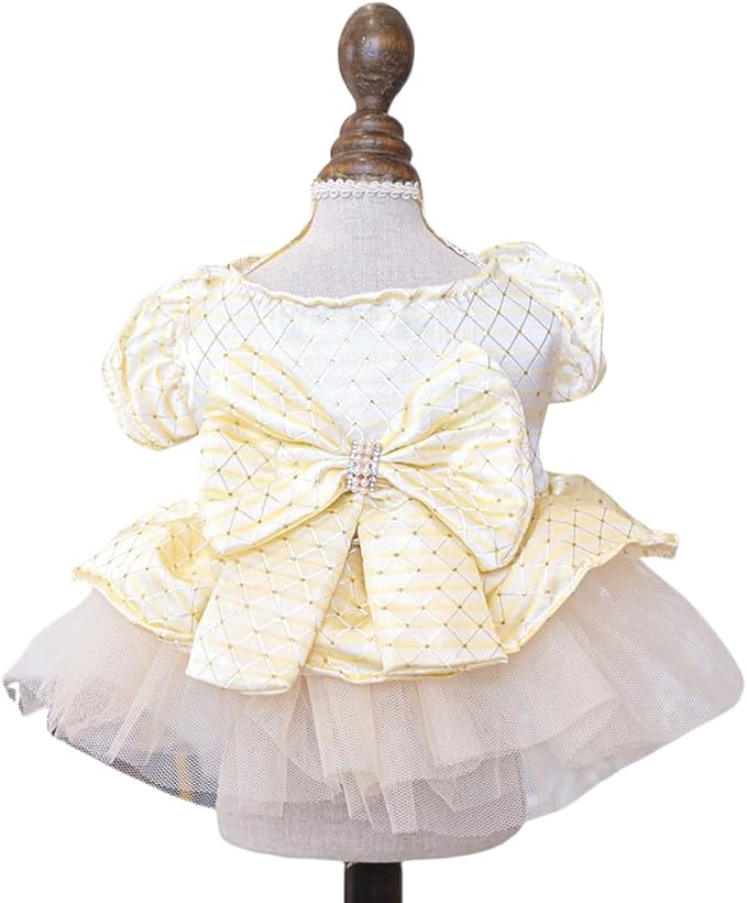 Fashion Sweet Puppy Dog Blingbling Princess Skirt Pet Dog Lace Cake Camisole Tutu Dress G-White-2 XS