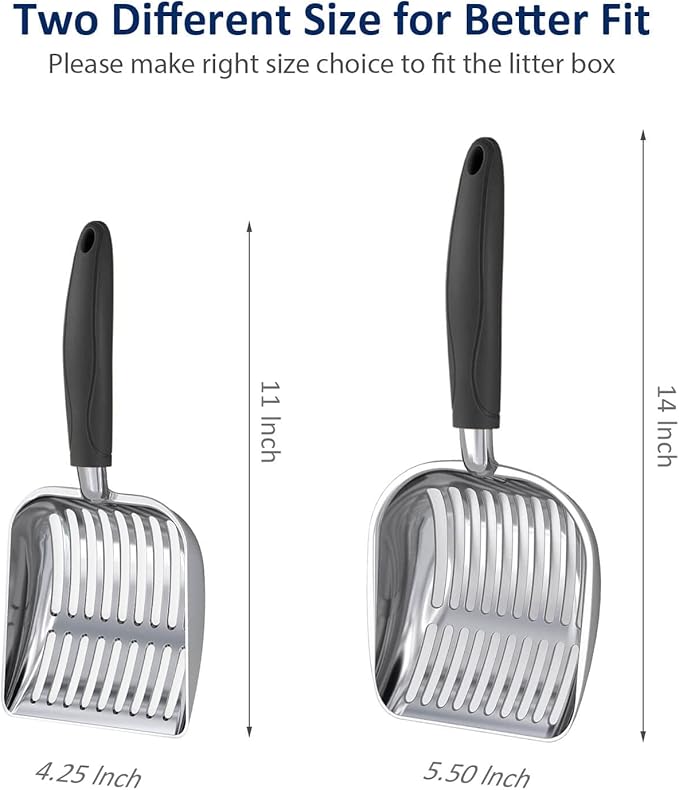 WePet Cat Litter Scoop, Aluminum Alloy Sifter, Kitty Metal Scooper, Deep Shovel, Long Handle, Poop Sifting, Kitten Pooper Lifter, Durable, Heavy Duty, for Litter Box
