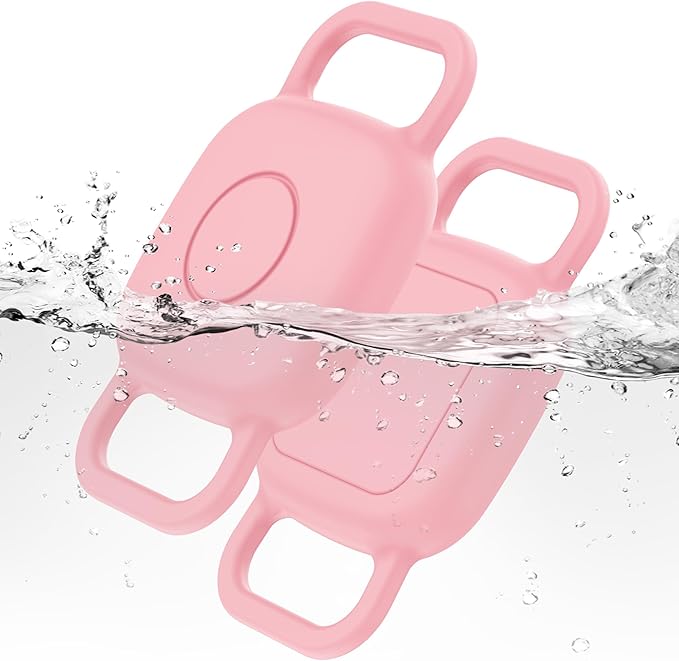 DDJ 2-Pack Dog Collar Holder for Tile Life360 Mate (2024) 2022 Tracker, Waterproof Silicone Cover Full-Body Protective Case for Tile Mate Tracker Cat Collar, Ultra Durable, Scratch Resistant, Pink