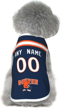 Denver Dog Clothes Jersey Pet Jersey Customized Any Name & Number S-5XL for Small Middle and Big Dogs