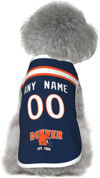 Denver Dog Clothes Jersey Pet Jersey Customized Any Name & Number S-5XL for Small Middle and Big Dogs