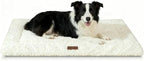 Reversible Dog Bed Mat 47"x29" for Large Dogs - Supportive Double-Sided Crate Pad, All-Season Cooling & Warmth, Ultra Soft Machine Washable Pet Bed, Fits Most 48-Inch Kennels, Beige