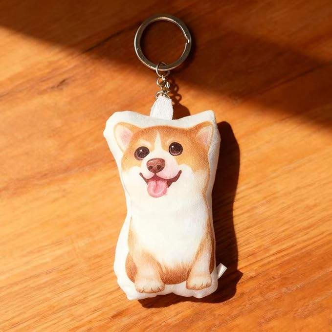 Cute Dog Plush Keychain, Adorable Animal Doll Pendant for Keys Backpack Purse, Custom Photo Memory Pillow - Personalized Pet & Loved One Pillow with Your Picture