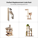 SVD.PET Cat Scratching Post Replacement, 17” x 2.95” Jute Rope Cat Tree/Tower Replacement Post, Refill Scratcher Posts with M8 Screws for DIY Cat Scratcher (2PCS)