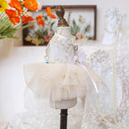 Fashion Sweet Puppy Dog Blingbling Princess Skirt Pet Dog Lace Cake Camisole Tutu Dress E-White XS