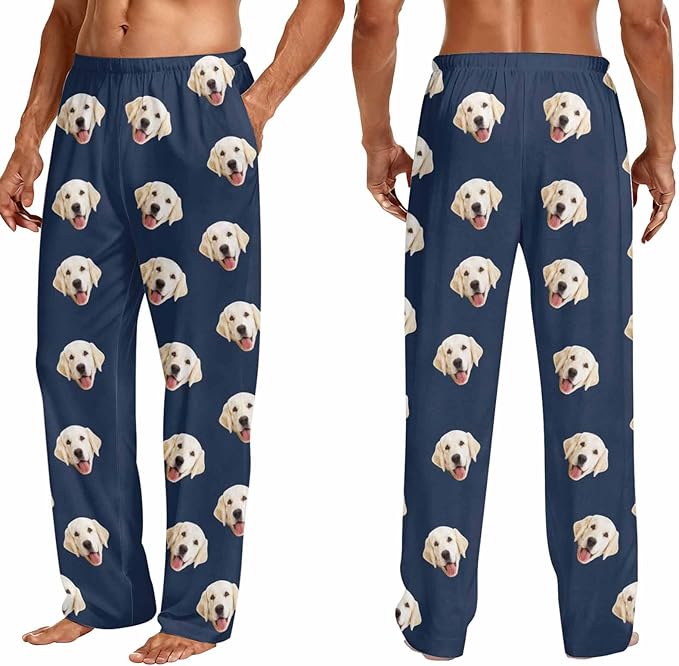 Custom Couple Pajama Pants Sock with Funny Face, Personalized PJ Anniversary Birthday Women Men Pants
