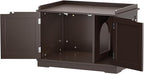 ZENY Cat Litter Box Enclosure Furniture Hidden, Wooden Cabinet with Divider, Modern Cat Washroom Storage Bench，Fit Most of Litter Box, Brown
