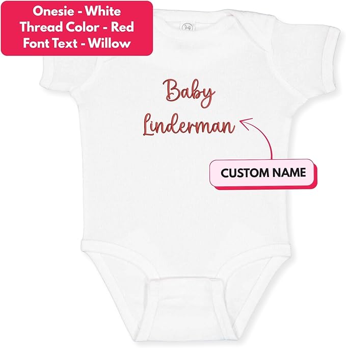 COUPLEHOODIES Personalized Baby Onesie Bodysuit – Custom Embroidery Gift for Pregnancy Reveal Baby Shower or First Grandchild