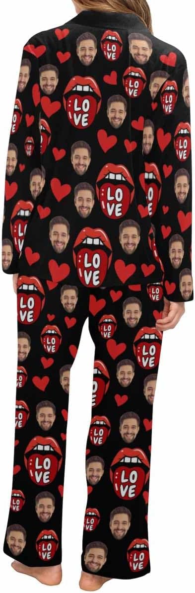 Artsadd Personalized Pajamas with Faces for Women Men Custom Christmas Pajamas Gifts for Family Couple, Funny Photo Pjs