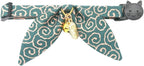 PetSoKoo Bunny Ears Cat Collar, Japan Lucky ‘開三運’ Charm. Safety Breakaway Bowtie Kitten Collar with Bell, Light Blue