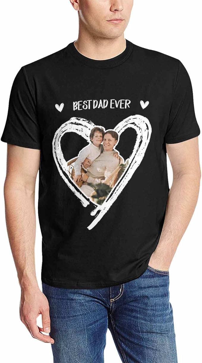 Custom T Shirts with Face Photo Text Pet Shirt for Men Personalized Picture Tee Shirt Design Your Own Dad Grandpa Shirt
