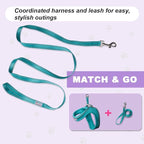 Cat Harness and Leash Set,Escape Proof Kitten Harness,Step in Adjustable Soft Lightweight,Easy Control,Reflective Strips Comfortable for Walking Travel(Ocean Blue,XXS)