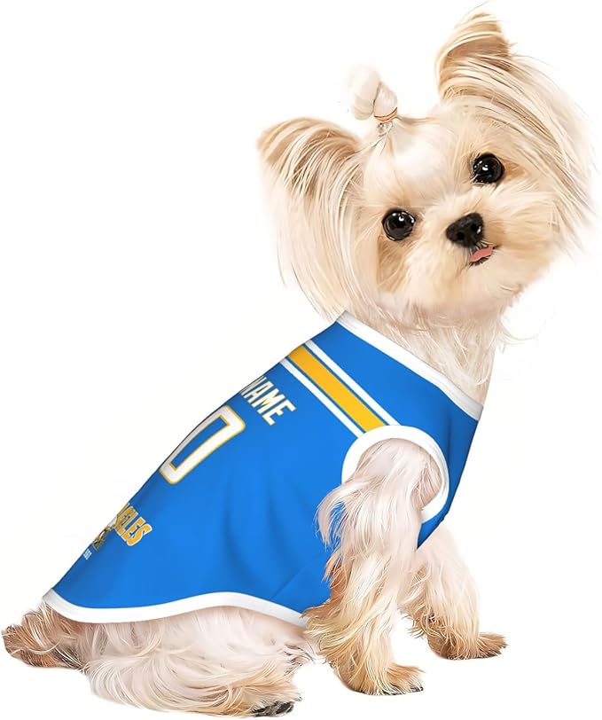 Los Angeles Dog Clothes Jersey Pet Jersey Customized Any Name & Number S-5XL for Small Middle and Big Dogs