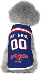 New York Dog Clothes Jersey Pet Jersey Customized Any Name & Number S-5XL for Small Middle and Big Dogs