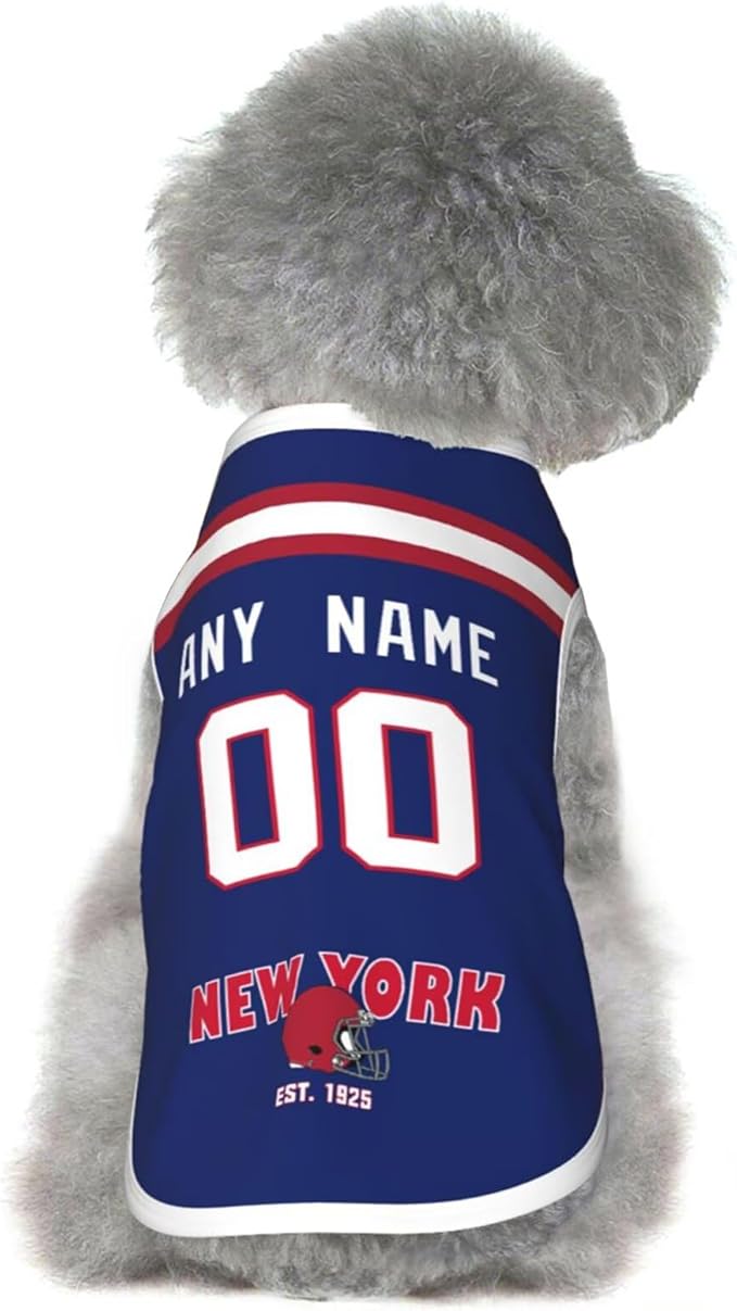 New York Dog Clothes Jersey Pet Jersey Customized Any Name & Number S-5XL for Small Middle and Big Dogs