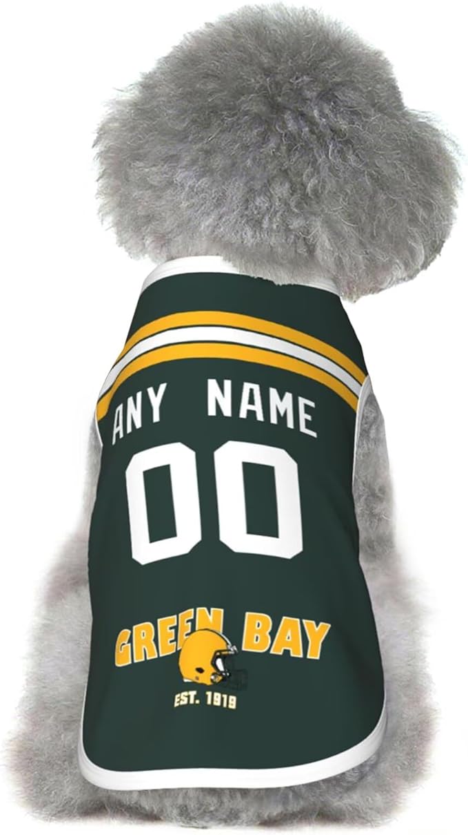 Green Bay Dog Clothes Jersey Pet Jersey Customized Any Name & Number S-5XL for Small Middle and Big Dogs