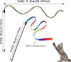 Andiker Cat Wand Teaser Toys，2Pcs Plastic Rainbow Cat Interactive Toys for Indoor Cats Colorful Ribbon&Leopard Print Cat Fishing Pole Toys Training Exerciser for Cat Gifts and Kitten Lovers (2pcs)