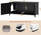 Homhedy 39.4" L Cat Litter Box Enclosure, Pet House with Barn Door, Wooden Cat Washroom Furniture,Fit Most of Litter Box, Black