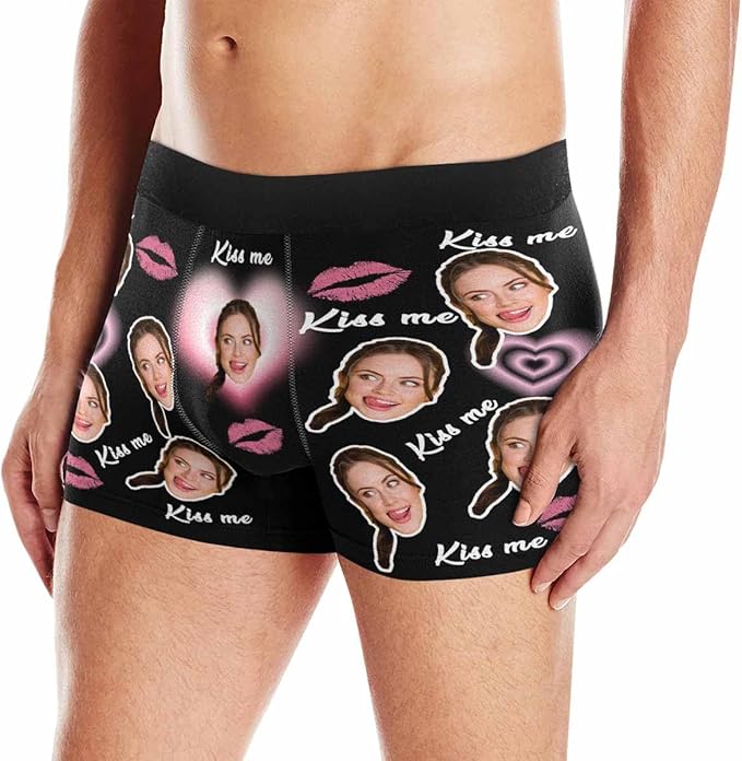 M YESCUSTOM Custom Faces Funny Short Briefs Gift for Husband Underwear