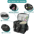 PetAmi Dog Travel Bag - Organizer with Food Container and Bowls, Supplies for Weekend Camping, Cat Diaper Bag (Charcoal, Large)