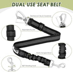 SlowTon Dog Seat Belt Harness for Car, Dog Car Harness Adjustable Mesh Breathable & Dog Seatbelt Safety Tether with Elastic Bungee for Small Medium Large Pets(Black, Double Clip, M)