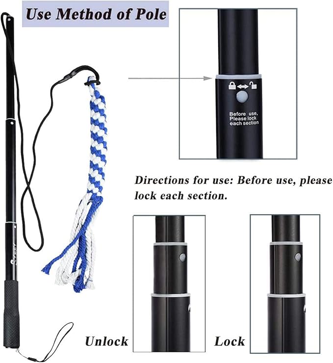 Flirt Pole for Dogs, Interactive Teaser Wand with 1 Fleece Rope Toy for Chase and Tug of War, Durable for Large & Medium Dogs, Outdoor Exercise & Training