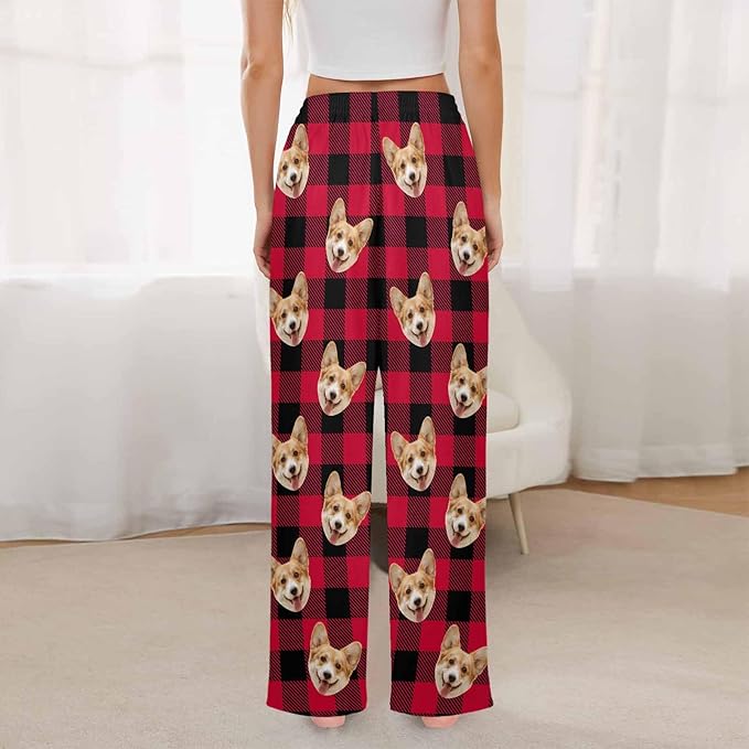 Artsadd Personalized Christmas Pajama Pants Socks for Men Custom Photo Pajama Bottoms for Men S-XXL