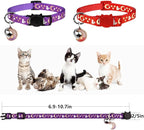 Baeuppit 2PCS Breakaway Cat Collars with Bell Cute Kitty Glow in The Dark Adjustable Kitten Collars(Red&Purple)