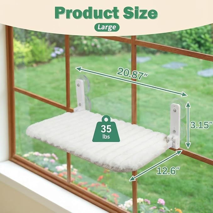 Smttzion Cat Window Perch for Large Cats, Heavy Duty Cat Hammock Window Seat with Strong Suction Cups, Space Saving & Easy Clean Resting Bed for Indoor Cats