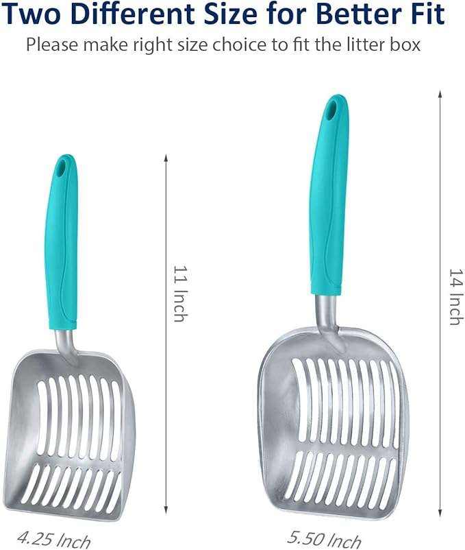 WePet Cat Litter Scoop, Aluminum Alloy Sifter, Kitty Metal Scooper, Deep Shovel, Long Handle, Poop Sifting, Kitten Pooper Lifter, Durable, Heavy Duty, for Litter Box
