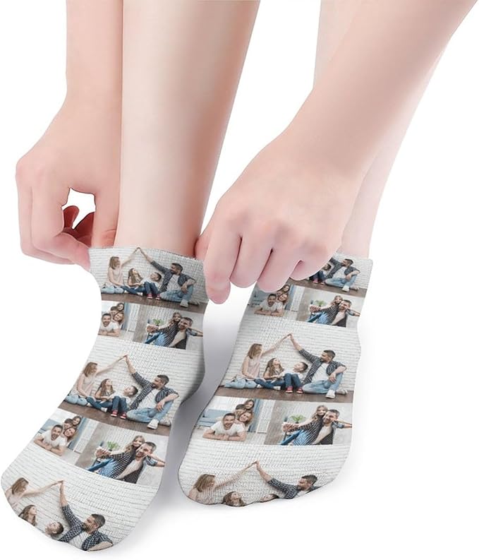 Personalized Ankle Socks with Face Custom Photo Socks Low Cut Ankle Socks Athletic Socks Valentine's Day Gifts for Women Men
