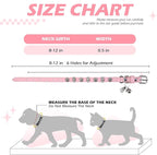 EXPAWLORER Cat Collar for Girl Boy Cats- Adjustable Leather Pet Collar with Safety Elastic Belt,Personalized Punk Accessories Buckle Collars with Bell & Durable D-Ring,Skull（Pink）
