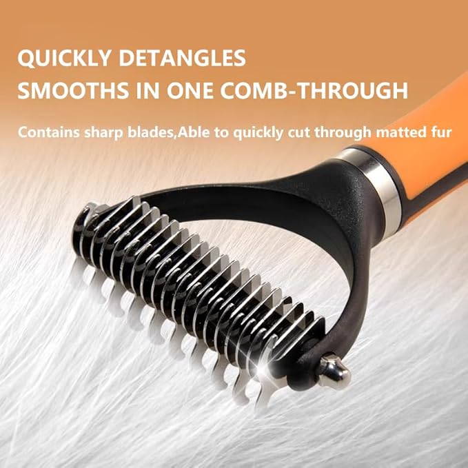 Pet Grooming Supplies - 2-in-1 Professional Undercoat Rake and Pet Brush | Shedding Control for Long Haired Dogs and Cats, Deshedding Tool, Furminator for Dogs,Green