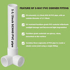 6Pack PVC Fittings 1-1/2Inch 3 Way, Furniture Grade Elbow Pipe Fittings for 1-1/2Inch PVC Pipe, Pipe Fitting Connector for Build Furniture Structures Garden Enclosures Dog Agility Jumps Greenhouse