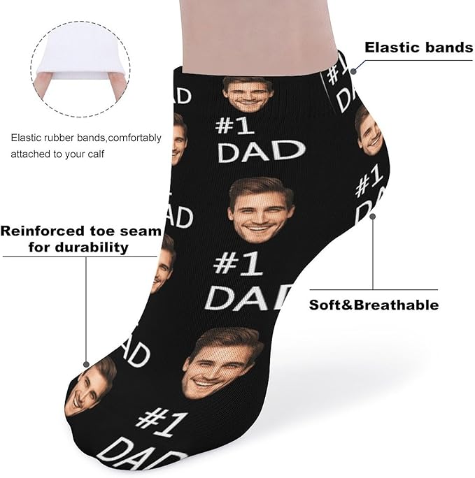 Personalized Ankle Socks with Face Custom Photo Socks Low Cut Ankle Socks Athletic Socks Valentine's Day Gifts for Women Men