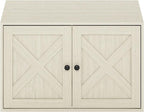 Furinno Peli Farmhouse Cat Litter Box Enclosure, White Wash