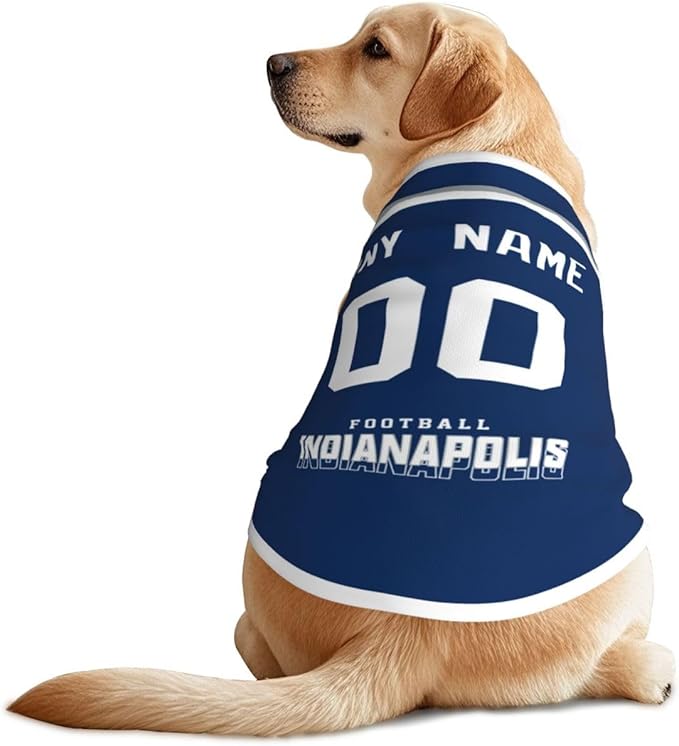 Indianapolis Custom Pet Jersey Dog Clothes Jersey Various Sizes Customized Any Name & Number for Small & Middle and Big Dogs