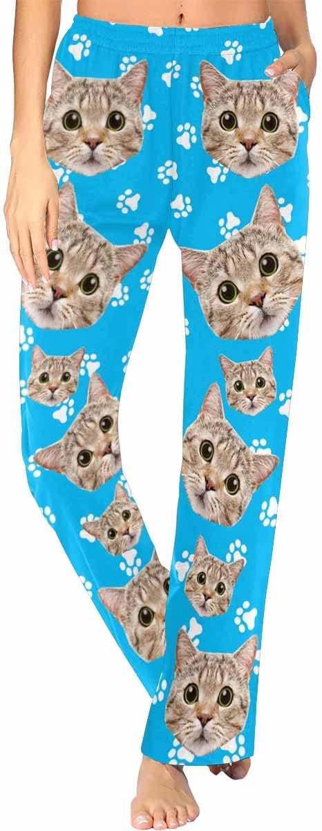 FunStudio Personalized Pajama Pants for Women Custom Photo Face Printed Pajama Bottoms with Pockets