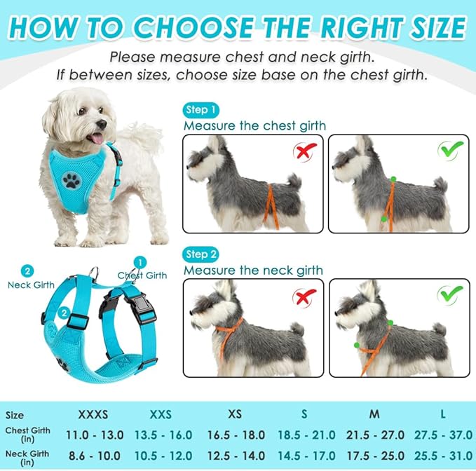 SlowTon Dog Seat Belt Harness for Car, Dog Car Harness Adjustable Mesh Breathable & Dog Seatbelt Safety Tether with Elastic Bungee for Small Medium Large Pets(Light Blue, Double Clip, M)