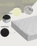 Orthopedic Dog Beds Large Sized Dog Waterproof Pet Mattress with Removable Washable Cover and Non-Slip Bottom, Quilting Mat for Crate, 35x22 Inch, Light Gray