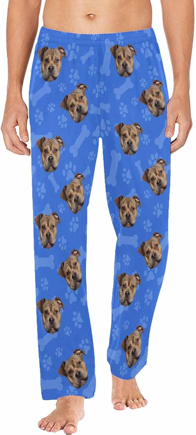 MyPupSocks Custom Pet Face Pajamas Pants Photo Pajama Bottoms for Men S-XXL