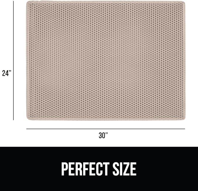 GORILLA GRIP Honeycomb Cat Litter Box Mat, Two Layer Trapping Waste Mats, Soft On Paws, Litter Box Supplies and Essentials for Indoor Cats, Traps Excess, Water Resistant for Floors, 30x24 Beige