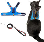 Travel CAT The Pathfinder Cat Harness with GPS Tracker Pocket - Powered by Tractive Cat Harness Escape Proof - Walking Escape Proof Harness for Small, Large Cat, Kitten (Blue, Small)