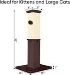 Cat Scratching Post, 32 Inch Cat Scratching Post for Large Cats, Cat Scratcher with Nature Sisal, Cat Scratch Post for Indoor Large Cats and Kitten, Brown