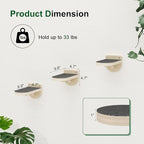 Cat Wall Shelves, 3 in 1 Cat Wall Furniture Set with Non-Slip Carpet, Wooden Wall-Mounted Kitten Climber Shelves for Jumping & Playing