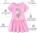 Mud Kingdom Little Girls Dresses Cotton Summer Holiday Cute Cat Dress Short Sleeve