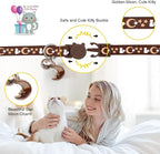 2PCS Breakaway Cat Collars with Bell Cute Kitty Glow in The Dark Adjustable Kitten Collars 7.9-13.0 Inch(Brown&Black)